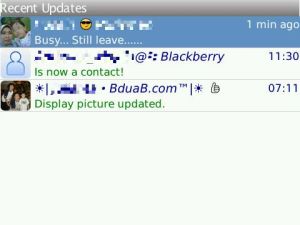 BBM recent activity over all contacts